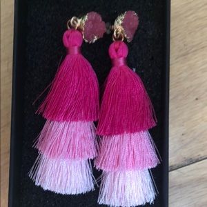 Triple color tassel earings